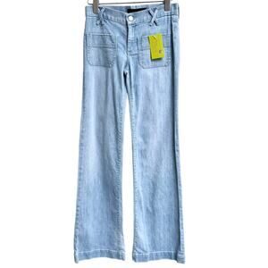 Gold Sign Mid Rise Bottom Wide Leg Jeans Light Denim Blue Women's Size 27
